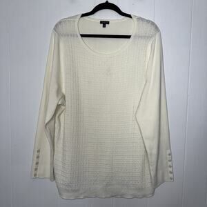 Talbots Women’s Ivory Cableknit Sweater Scoop Neck Size 3X